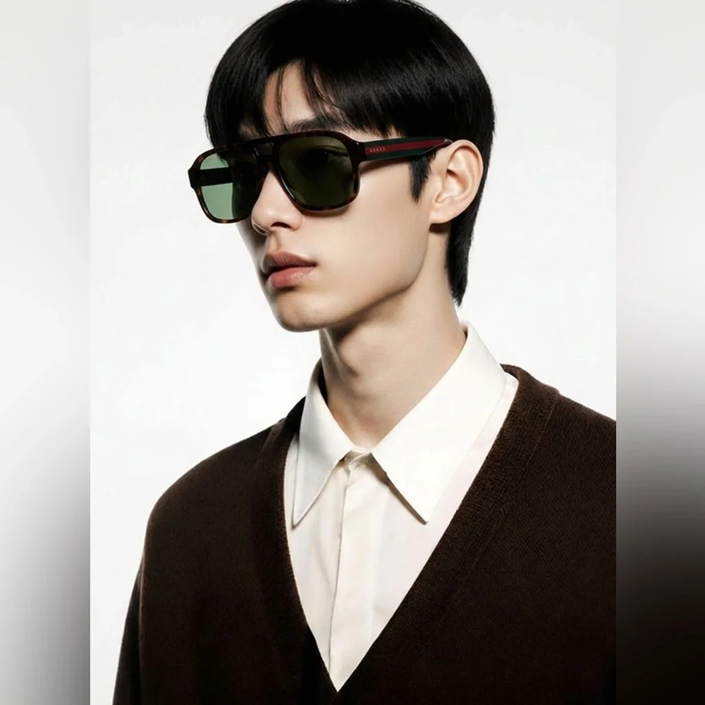 Gucci Tortoise Shell Sunglasses with Green Lenses GG0925s 002
